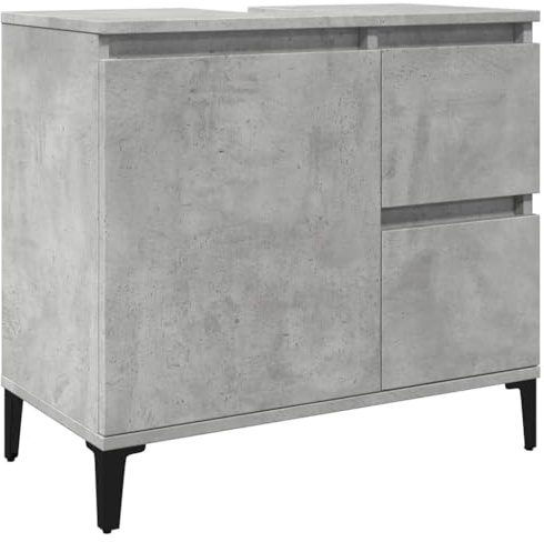 Armoire d'évier moderne salle de bain rangement optimisé 65 x 33 x 60 cm en bois d'ingénierie gris béton 02_0051048