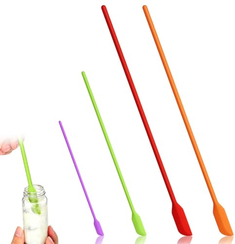 AUAUY 4 Mini Espátulas Silicona, Raspadores, Tarros, Botellas, Latas | Reutilizables, Calor, Mermelada, Cosméticos, Cocina, Maquillaje, Pequeñas, Prácticas, Regalo Hogar