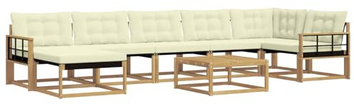vidaXL Outdoor-Sofagarnitur 8 pcs Weiß und Creme 79 x 79 x 37 cm, Robustes, modernes Outdoor-Sofa-Set, Gartenmöbel zum Entspannen, wetterfeste Lounge, ergonomische Sitze