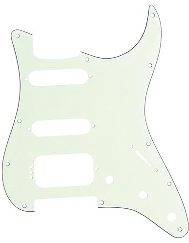 Musiclily Pro 11 Löcher Round Corner HSS Strat Pickguard Gitarren-Schlagbrett für USA/Mexican Stratocaster 4-screw Humbucking Mounting Open Pickup,3 lagig Ivory Mint