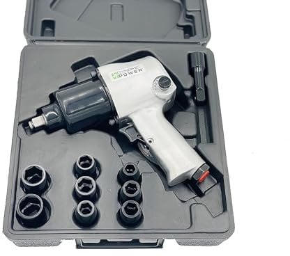 DYNAMIC POWER 1/2 Air Impact Wrench Kit with Twin Hammer Mechanism & 10-Piece Accessory Set (480 ft-lb), D312100K