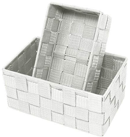 Lashuma Doppelpack Aufbewahrungsboxen, Größen: 19x10x7 cm und 20x13x10 cm, Offene Badezimmer Körbchen Farbe: Silber