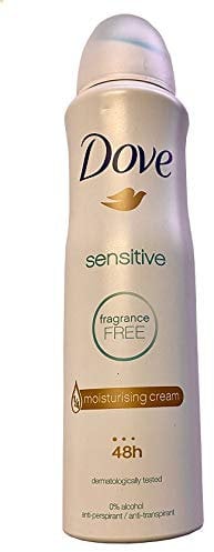 Dove Sensitive Deodorant Bodyspray 48h ohne Alkohl 6 x 150ml, 1/4 Pflegecreme/Moisturising cream