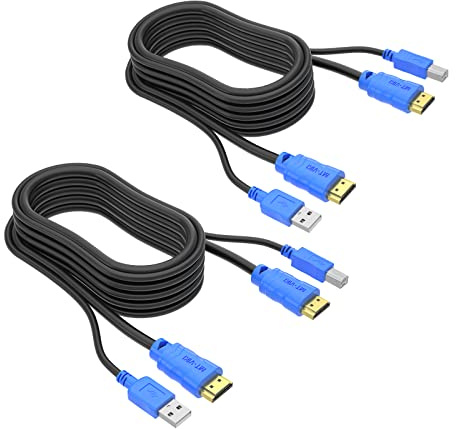 MT-VIKI 2 Packs USB HDMI KVM Cable 1.8m, Twin 4K Cable for HDMI KVM Switch 6ft