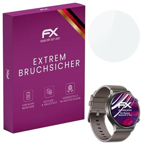atFoliX Lámina Protectora de plástico Cristal compatible con Huawei Watch GT 2 Pro Película Vidrio, 9H Hybrid-Glass FX Protector Pantalla Vidrio templado de plástico