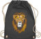 Shirtracer Turnbeutel Rucksack - Dschungel Deko Wildnis - Löwe - Unisize - Dunkelgrau - tasche afrika tiere kinderrucksack tier tiermotiv animal print löwen juterucksäcke tiermotive raubkatze