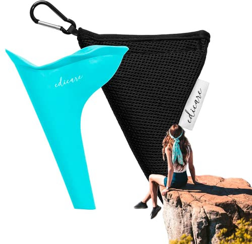 Edicare, Urinella für Frauen, Urinal, Pinkelhilfe für Frauen, Tragbar, Wiederverwendbar, Faltbar, Praktisch und Bequem, Reisen, Outdoor-Verwendung (Turquoise)