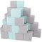 KiddyMoon Schaumstoff Würfel 14 cm Weiche Blöcke 48 Stücke Für Kinder Softbausteine UE, Blöcke: Hellgrau-Mint