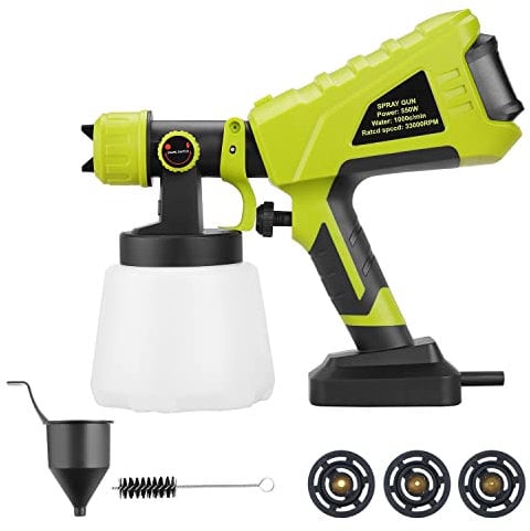 DEWINNER - Pistola a spruzzo da 550 W, portata regolabile a serbatoio da 1000 ml, staccabile, elettrica 3 nozzle, portata 1000 c/min con tre dimensioni di ugello
