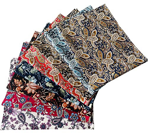 8 Stück 46 x 56 cm Stoffe zum Nähen Baumwolle,Patchwork Stoffe Paket,Stoff für mundschutzmasken, Stoff-Quadrate & Quiltingstoffe für Patchwork Handgemachten,Paisley