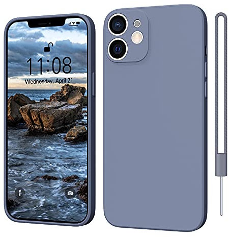 ORDA iPhone 12 Mini Hülle Silikon Case, Hanyhülle iPhone 12 Mini Ultra Dünn Slim mit Microfiber, Kratzfeste Rundumschutz Case Schutzhülle Hülle für iPhone 12 Mini 5.4'' Blau Grau, Dunkel Violett