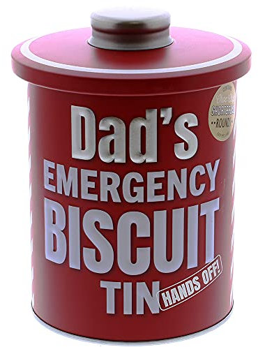Swan household ® - Christmas Xmas Gift Shortbread Biscuit With Chocolate Chips Metal Tin (Dads Emergency Biscuit Tin (Red))