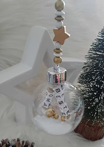 Große Weihnachtskugel mit Name personalisiert - 8cm oder 10cm - freie Farb und Motivwahl - Christbaumkugel Kunststoff Weihnachtsbaumschmuck