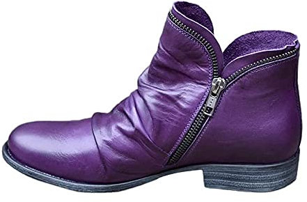 Tophoopp Stivaletti da donna, stivali da donna, con tacco basso, stivaletti Chelsea con cerniera, leggeri e comodi, Viola, 42 EU