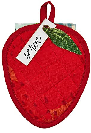 Mud Pie Botanica Fruit 17,8 x 17,8 cm im Topflappen und 30,5 x 30,5 cm im Handtuch-Set, Erdbeere
