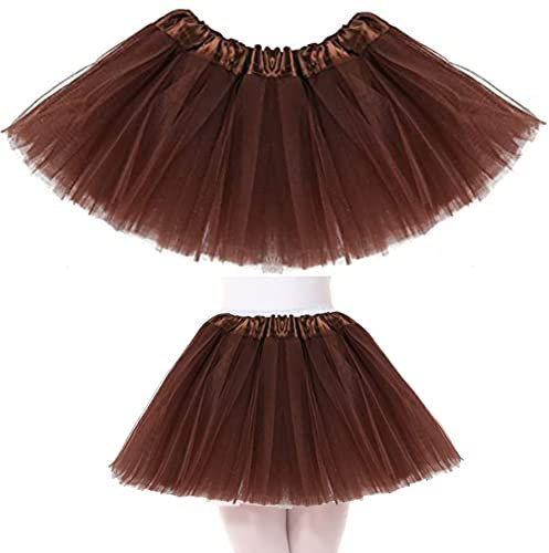 AISOO Girls Tutu Skirts Toddler Kids Princess Dress 3 Layered Ruffle Tiered Ballet Dance Performance Tulle Costumes for Christmas Halloween New Year Birthday Theme Party Holiday Wedding, Brown
