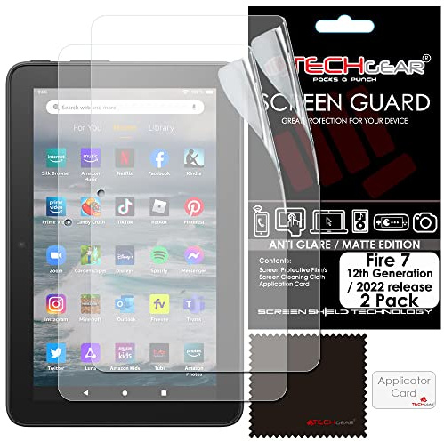 TECHGEAR [2 Pack Anti Glare Screen Protectors for All-New Amazon Fire 7 & Fire Kids Edition 7 (12th Generation / 2022) - Premium Matte Screen Protector Covers for Fire 7 2022