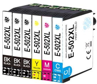Okra 6 Stück Kompatibel mit Druckerpatronen Epson 502XL patronen Epson 502 XL für Epson XP 5100 XP 5105 XP 5150 XP 5155 Epson WF 2860 WF 2865 Epson WF 2880 WF 2885 XP 5100 XP-5105 XP-5150 XP-5155