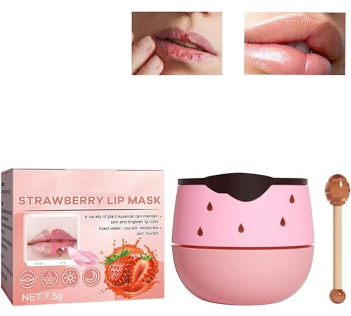 Maschera per le Labbra, Lip Sleeping Mask, Mascarilla para Labios Cuidado de Labios Labios Hidratantes, Tratamiento De Labios, Mascarilla De Labios De Fresa Hidratante Reparadora