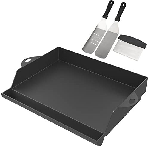 GriHero Plancha Piastra in ghisa con raschietto e spatola, set di accessori, di alta qualità smaltata, antiaderente per barbecue a gas Rösle Videro, Enders Plancha, 45,3 x 36,5 cm, universale