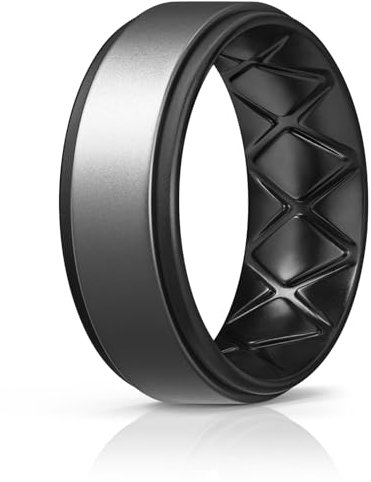 Egnaro Silikonringe für Herren, 1/4/6, Multipack von atmungsaktiven Herren-Eheringen aus Silikonkautschuk – Stufenkante, 10.5-11(20.60mm), Silikon, Kein Edelstein