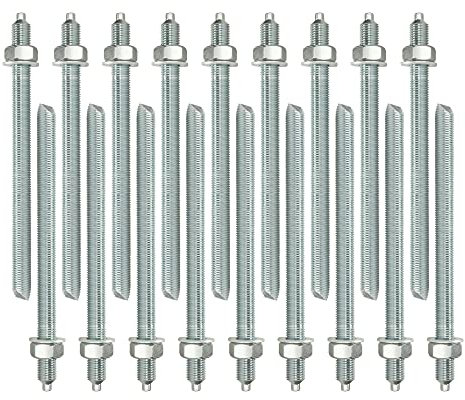 Isolbau Ankerstangen M20 x 260 mm - 20 Stück ETA Zulassung Gewindestange Verbundanker verzinkt mit Mutter & Unterlegscheibe Schwerlast-Anker Schwerlast-dübel
