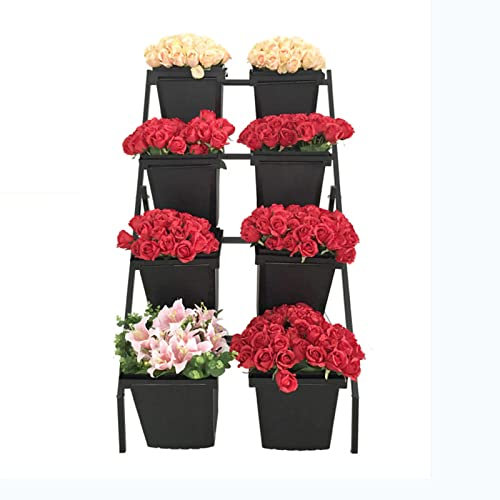 Blumenständer â€“ Pflanzenregal mit 3 groÃŸen Eimern, Stufenständer aus Schmiedeeisen â€“ perfekt für Blumenläden und Heimdekoration.