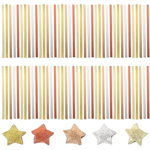 EXCEART Origami-Sterne-Papierstreifen 5 Stern-Papierstreifen Glitzer Origami-Sterne-Papier Glücksstern-Dekoration Papierstreifen DIY Handkunst Basteln Für Kinder
