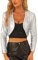 Allegra K Damen Glitzer Blazer Festliche Langarm Offen Pailletten Crop Jacke Silbers L