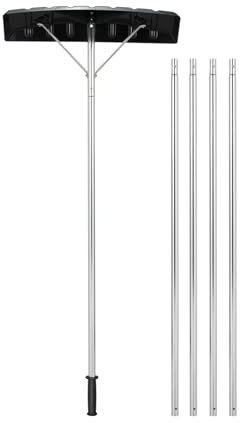 COSTWAY Rastrello per Neve Regolabile, Tetto Neve Pala con Regolabile telescopico Maniglia 148-609 cm, Lama Spaziosa di 63 cm, Ideale per Tetti, Auto