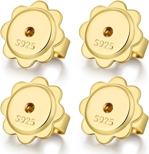 Jiahanzb Ohrring Verschluss 925 Sterling Silber Ohrstecker Verschluss Ohrstopper Ohrring Stecker Stopper Hypoallergener Form Universal für Schmuckherstellung Vergoldet 2 Paar