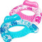 SLOOSH Flotadores Inflables para Adultos, 2 Paquetes de Sillas de Piscina con Portavasos, Silla Flotante Inflable, Hamaca con Diseño de Hojas para Fiesta de Natación de Verano en la Playa, Azul, Rosa