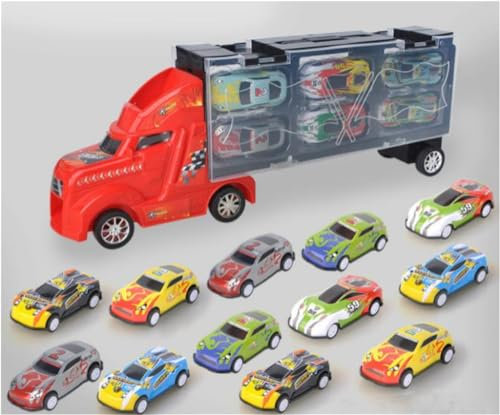 BuLKee Autotransporter Spielzeug Toys Car Carrier Transport Träger Truck Spielzeugauto Set Auto Spielzeug Für Kinder Mit 12 Mini Metallauto Geschenk Spielzeug Ab 3 4 5 Jahre Junge