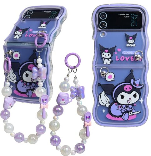 QAOMECABNH Cartoon-Schutzhülle für Z Flip 4, 3D-Cartoon-Charakter, schöne Katze, Kinder, für Stitch Grils, TPU, ultradünne Schutzhülle für Samsung Galaxy Z Flip 4 (für Kuromi-2, Flip 4)