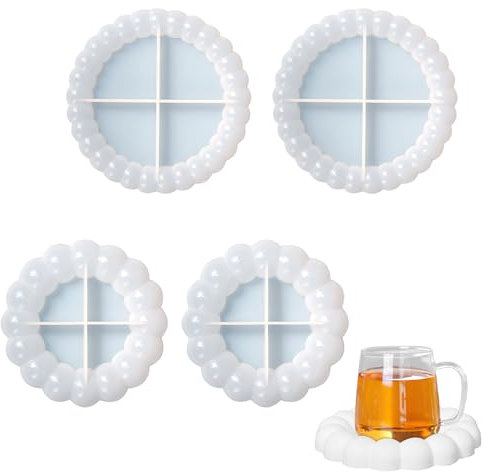 4er-Pack Silikonform Untersetzer Tabletts Schalen -Bubble Epoxidharz Formen Untersetzer Silikonformen Schale für Resin Jesmonite und Keraflott Ideal für DIY Deko & Geschenke Oster Schmuckteller