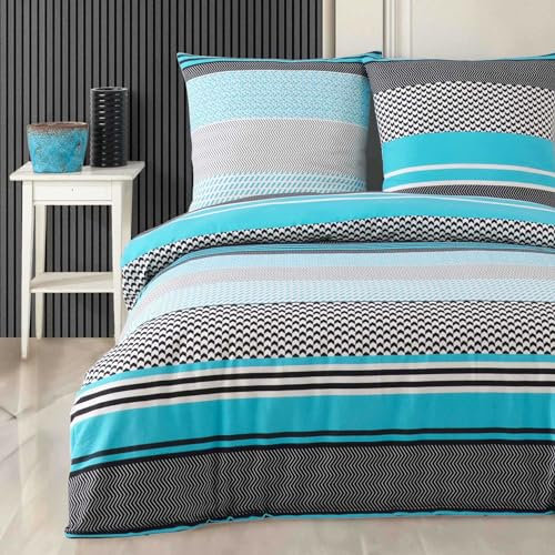 Buymax® Biber Bettwäsche 155x220 cm Flauschige Winterbettwäsche 2 Teilig 100% Baumwolle mit Reißverschluss Flanell Bettwäsche-Set mit Kissenbezug 80x80cm