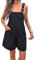LIAOPUFUS Donna Salopette Big Pants Orlo Pantaloncini Casual Con Tracolla In Tinta Unita Jumpsuit Con Gonna Plissettata Tascabile Grandi Dimensioni (1 nero,L)