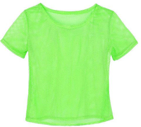 KarneLux Neon Netzshirt Netztop - Festival Netzoberteil - Netzhemd als Verkleidung für 80er 90er Jahre Outfits zu Karneval, Fasching oder Motto Partys - Damen Einheitsgröße (Neon Grün)