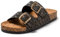 JOMIX Sandales Femme Tongs Femme Mules d'été Femme avec Strass et Double Boucle pour Maison Piscine Plage, Noir, 39 EU