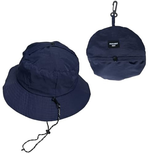 BUDUBIBI Verstellbarer Regenhut Damen Wasserdicht, Fischerhut Damen Anglerhut Herren Bucket Hat, Sommerhut Sonnenhut Faltbar Tragbar Outdoor Wanderhut (DE/NL/SE/PL, Numerisch, 55, 58, Marineblau)