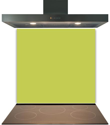 C2G Coloured Toughened Glass Splashback for Kitchen, Tempered Heat-Resistant Glass Splashbacks with Polished Edges for Cooker and Hob Backsplash (Lime, 60 x 70cm)