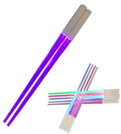 Lightsa-BER Chopsticks - LED Light Up Chopsticks | 9 Colors Changing Food Grade Chopsticks | Lightweight Reusable LED Light Chopsticks for Home Dinner