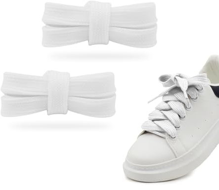 Hugwish Lacet Plat Large 18mm Pour Chaussures Campus 00s, Remplacement Épais (1, Blanc, 120cm)