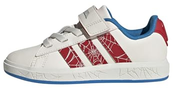 adidas Unisex Kids Marvel Spider-MAN Grand Court Shoes Kids, Cloud White/Pure Ruby/Bright Blue, 10.5 UK Child