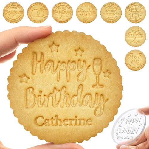 Sello de galletas personalizado con nombre de la familia con diseño navideño personalizado con asa para hornear cortador de acrílico regalos