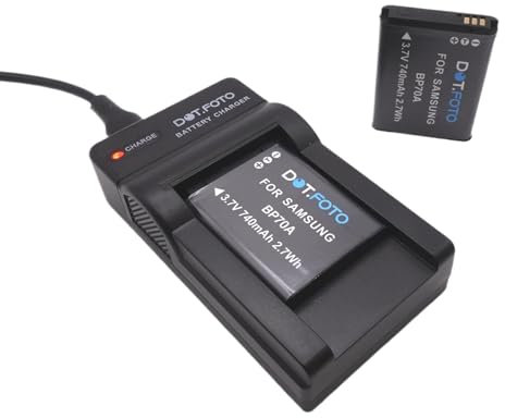 Dot.Foto BP70A Premium 740mAh Akku (2er Pack) & USB Ladegerät für Samsung DV150F ES65 ES67 MV800 PL20 PL80 SL605 SL630 ST76 ST80 ST6500 SL50 WB30F WB35F
