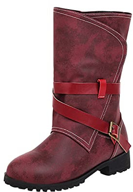 Generico Stivali Donna Con Lacci Stivaletti Stivali Donna Stivali da donna autunno e inverno Stivali lunghi Stivali Stivali invernali Stivali da donna Scarpe Donna Autunno 2024 Stivali A (Red, 40)