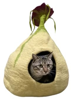 Katzenhöhle aus 100% Wolle mit Blumendekor, Höhle für Katzen