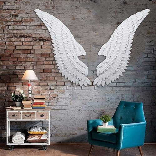 Hängende Metallflügel-Wanddekoration, Große 3D-Engelsflügel-Wanddekoration, Für Zuhause, Schlafzimmer, Wohnzimmer, Garten,001