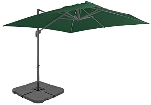 Somanki Sombrilla de jardín con base portátil verde, Sombrilla Terraza Exterior, Parasol Terraza, Sombrilla Playa, Parasol Exterior, Sombrilla De Patio - 276345